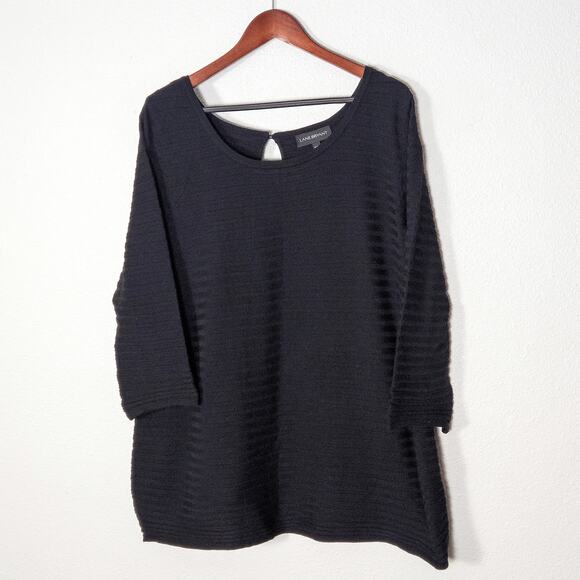 Lane Bryant Women’s Top Elevated Basic Plus Black Ribbed Knit Keyhole Size 18/20 - Picture 1 of 11